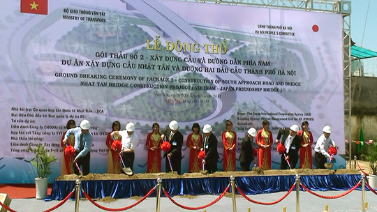 VINACONEX tổ chức lễ động thổ gói thầu số 2 - xây dựng cầu và đường dẫn phía Nam của dự án xây dựng cầu Nhật Tân bắc qua sông Hồng
